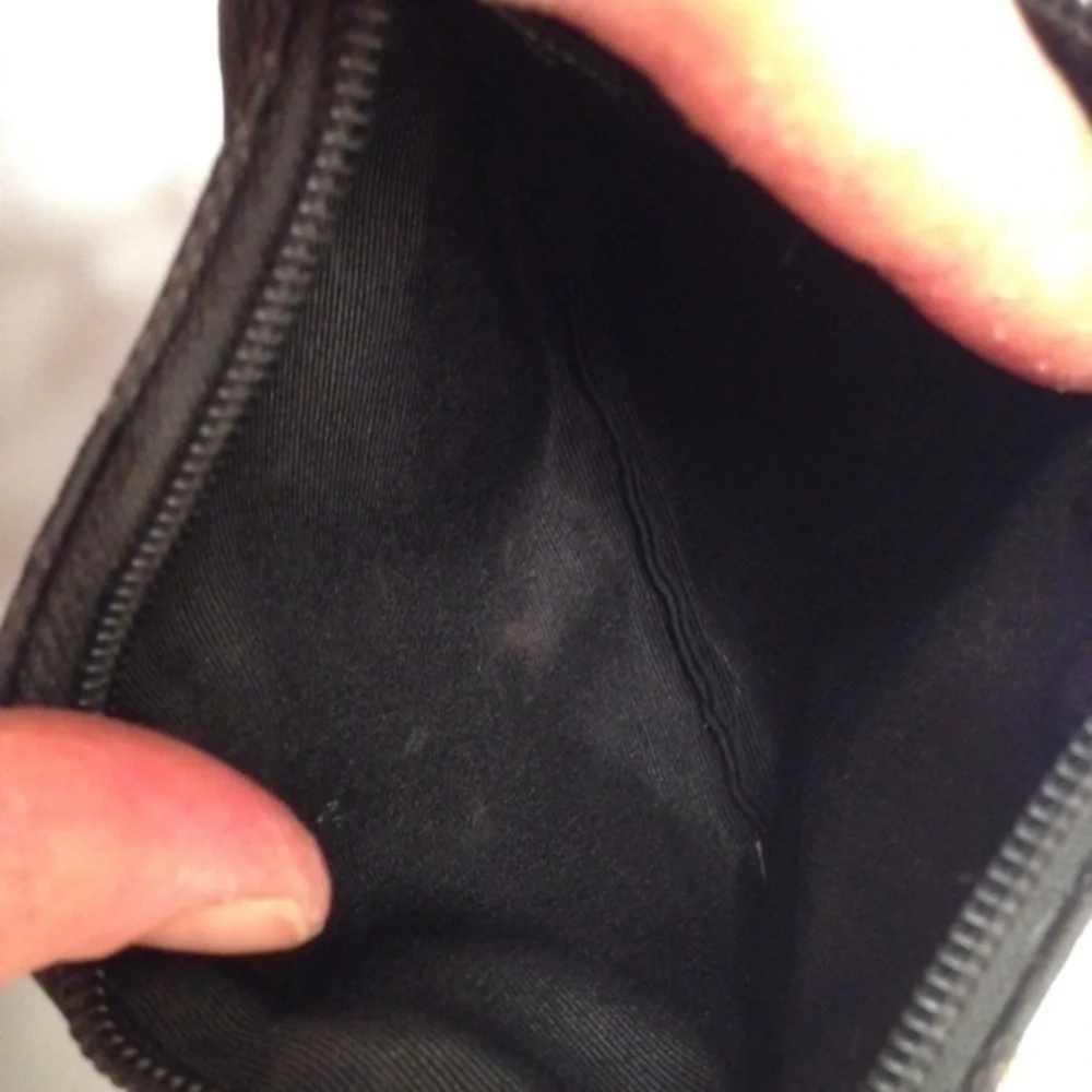 Coach signature v black jacquard leather wristlet